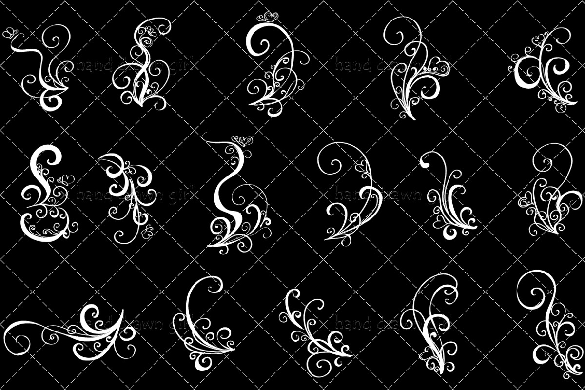 Floral Swirls Hand Drawn Vector preview 3