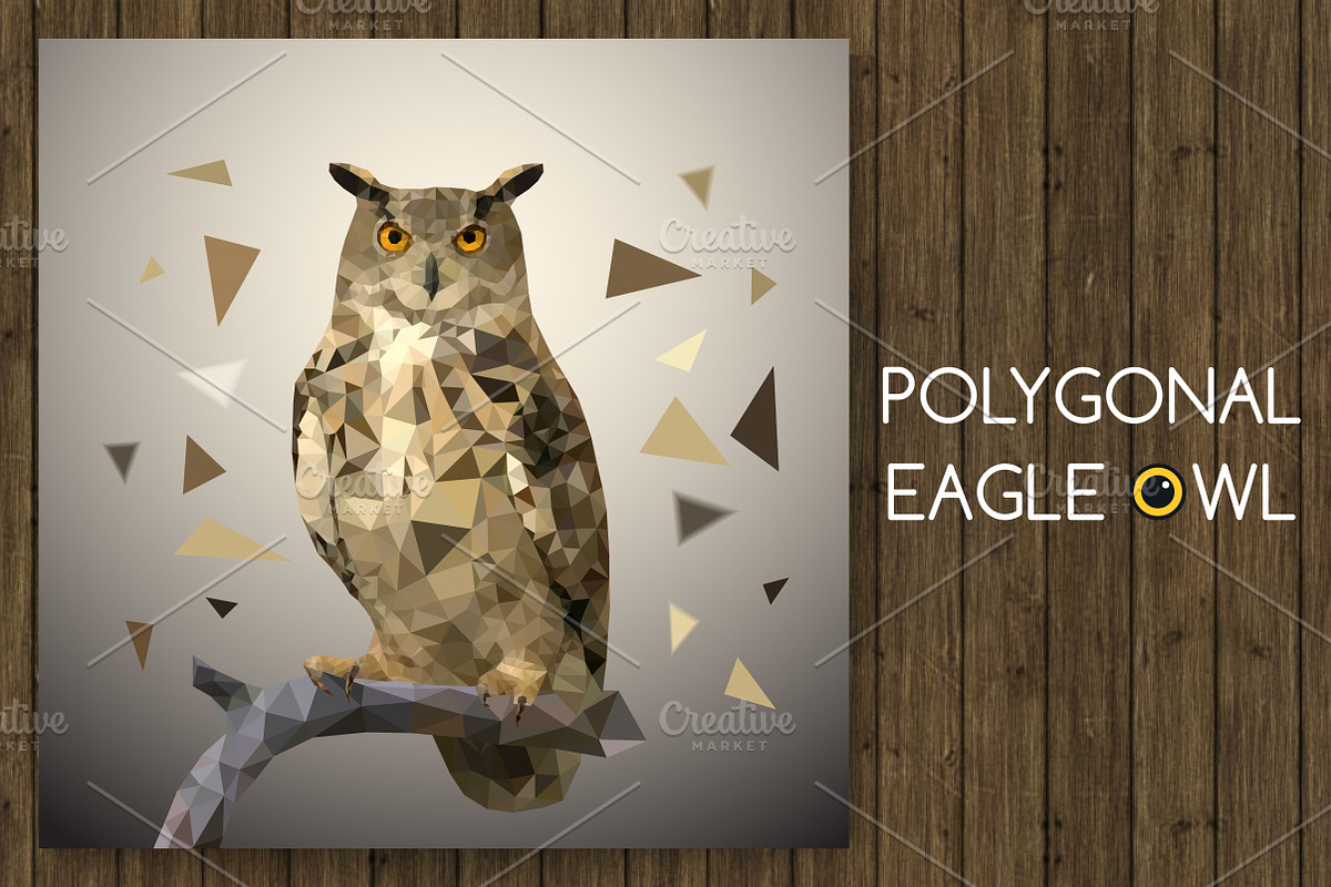 Polygonal eagle owl. Vector illustra, a Graphic by samarka