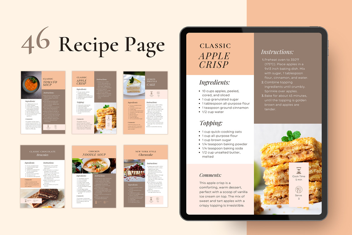 70 Cookbook Pages Templates Canva, a Templates & Theme by TemplateCastleStore (Photo 8 of 10)