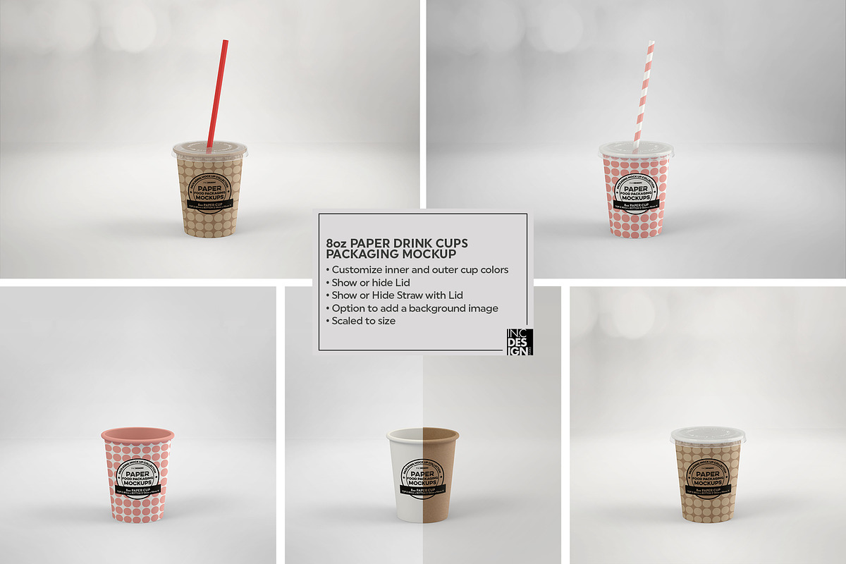 Paper Drink Cups Packaging Mockup, a Cups & Container Mockup by INCDesign (Photo 8 of 17)