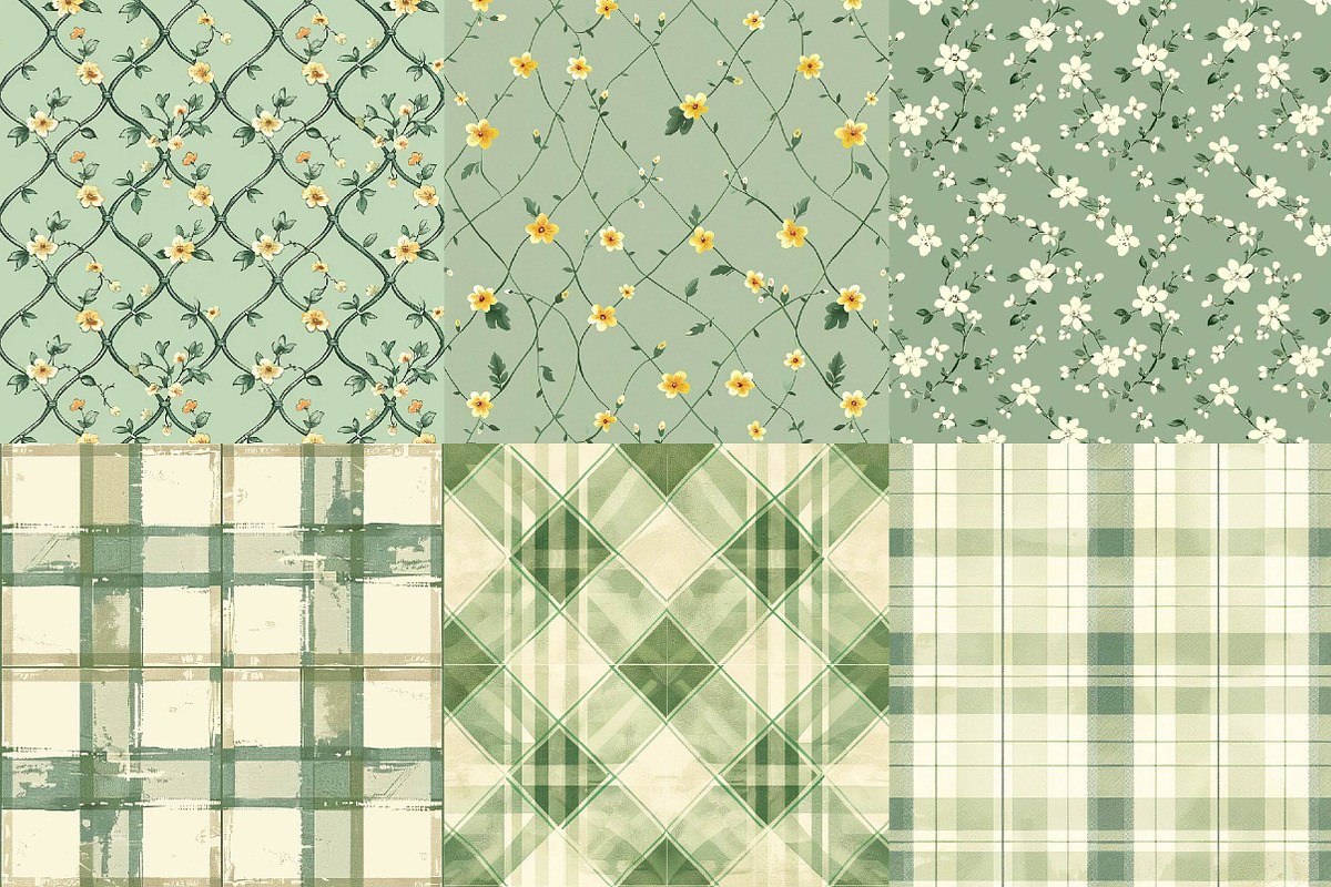 Cottagecore Floral Digital Paper Bun, a Texture Illustration by DreamPrint404 (Photo 3 of 3)