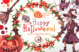 Watercolor set "Happy Halloween"