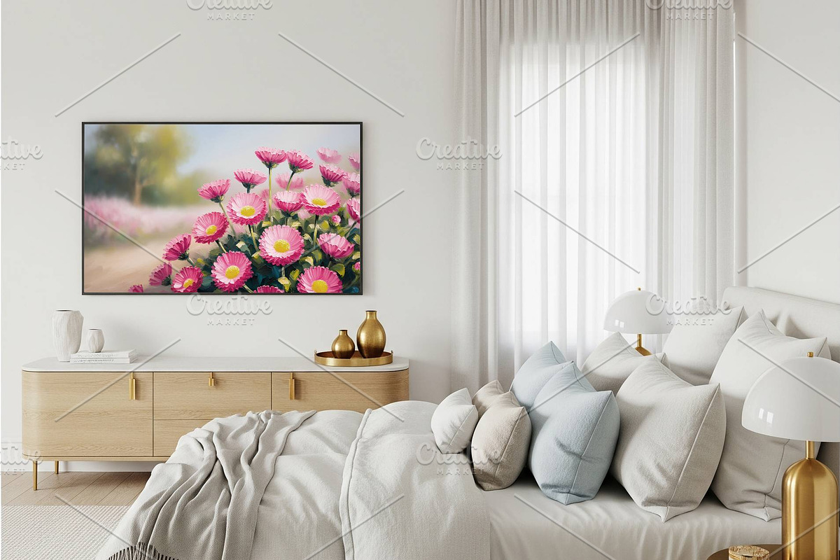 Pink Daisy Oil Painting printable, a Background Graphic by Floraphoria (Photo 10 of 12)