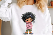 Whimsical Grumpy Black Girl Clipart, a Seasonal Illustration by designcity5 (Thumbnail 4 of 5)
