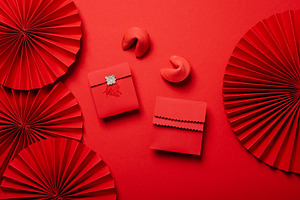 Concept of Happy Chinese new year, top view