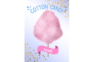 Pink cotton candy stick. Bright food, a Texture Illustration by YummyBuum