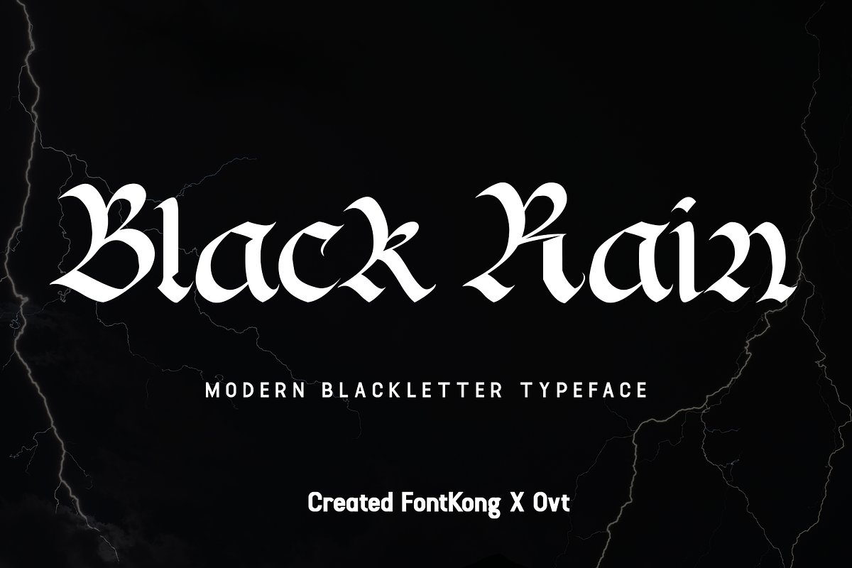 Black Rain - Modern Blackletter Font, a Blackletter Font by overlaytemplates (Photo 1 of 5)