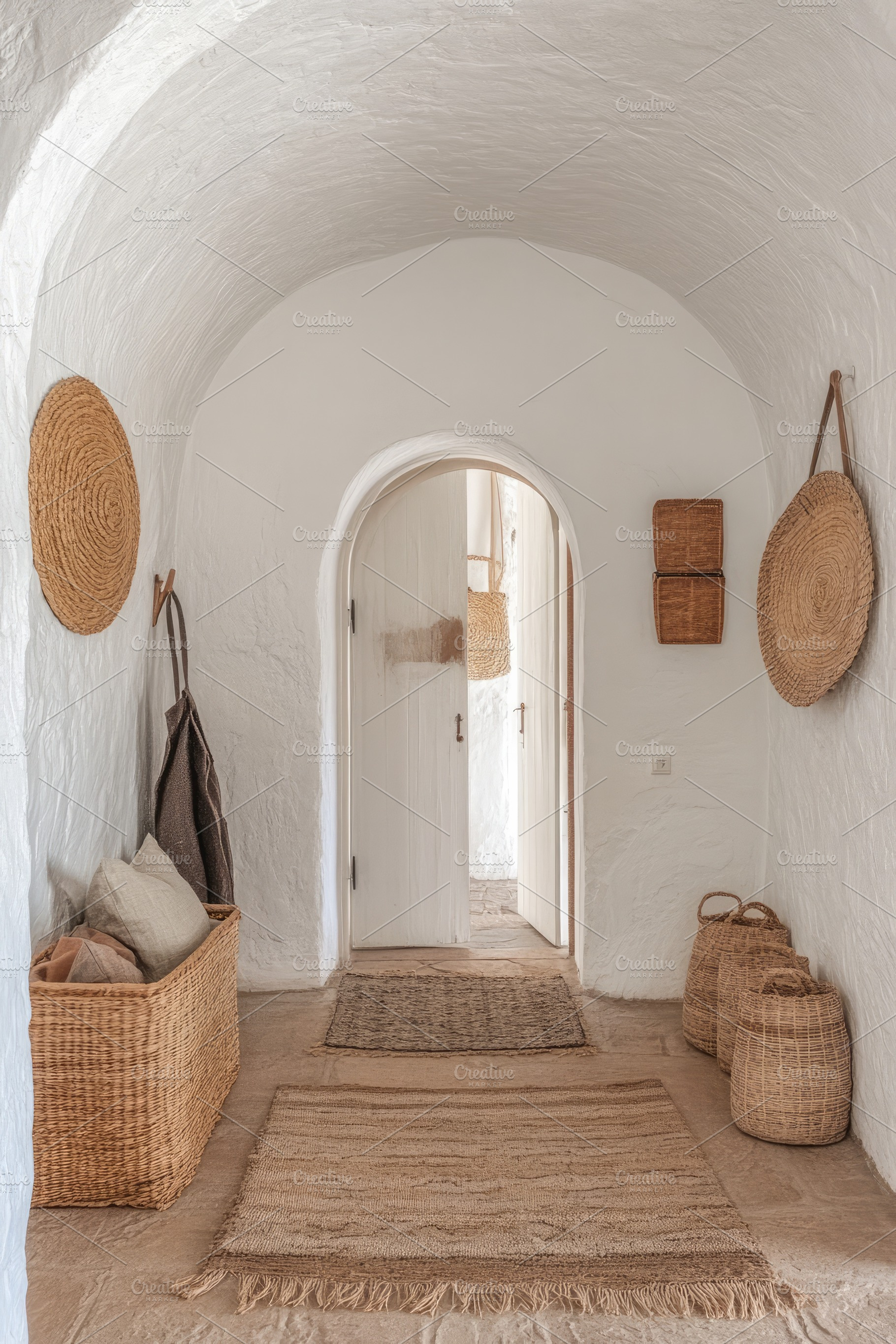 Rustic Boho Farmhouse Hallway, an Architecture Photo by Virgo Studio