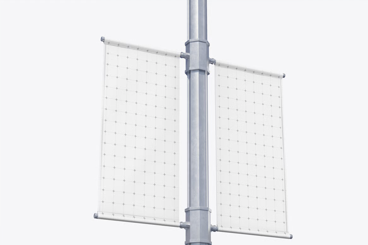 Vertical Pole Banner Mockup, an Advertising Mockup by graphicsauce (Photo 2 of 3)