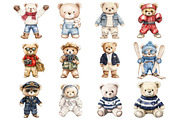 Watercolor Teddy Bear Clipart, a Seasonal Illustration by CitraGraphics (Thumbnail 2 of 4)