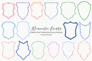 Watercolor Romantic Crest Design Kit