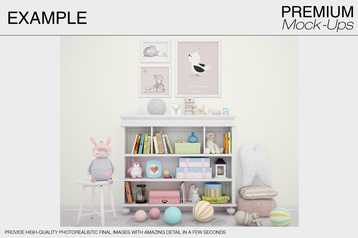 Nursery Wallpaper & Frames Mockups, a Product Mockup by mock-ups (Photo 13 of 23)