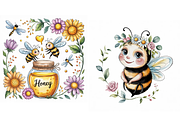 Prompt for watercolor Bee Clipart, a Graphic by Milano Creative (Thumbnail 2 of 4)