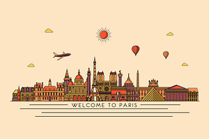 Paris vector line skyline