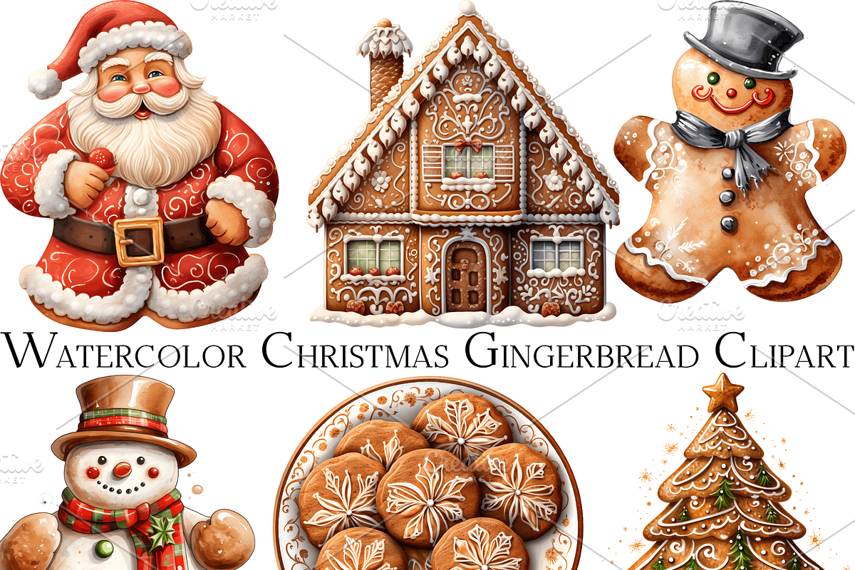 Watercolor Gingerbread Clipart, an Object Graphic by ArtisticTimberStudio (Photo 1 of 2)