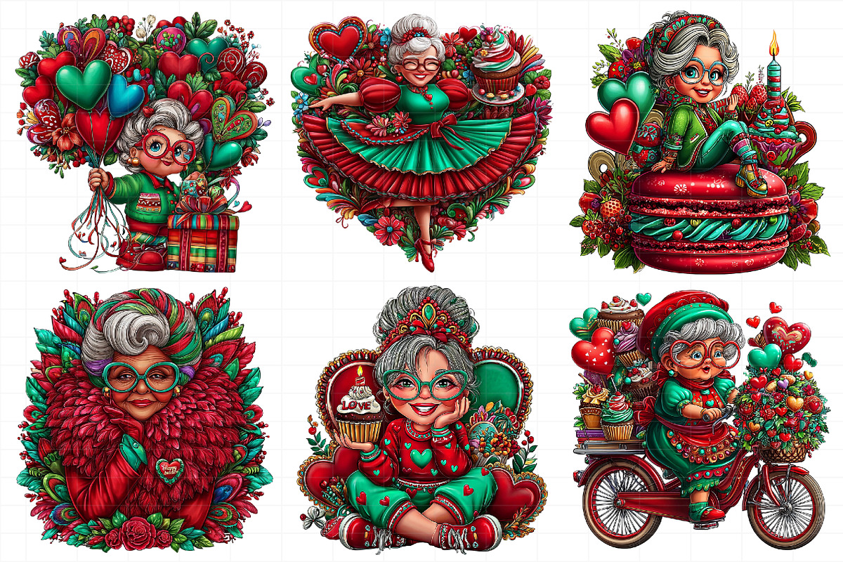 Valentine Old Lady Birthday Clipart, an Illustration by Daily.Designs (Photo 6 of 8)