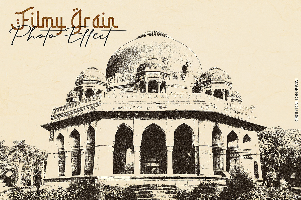 Filmy grain photo effect, a Layer Style Add-On by dx_vect