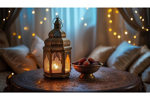 Traditional Arabic lantern with lit, an Illustration by tilialucida