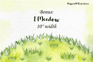 Watercolor Grass Borders Clipart