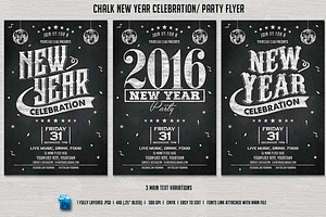 Chalk New Year Party Flyer, a Flyer Template by DesignWorkz
