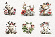 Safari Animals Whimsical Clipart, a Transportation Illustration by Watercolor design (Thumbnail 3 of 6)