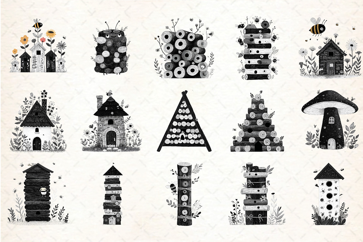 Bee House Clipart Set, an Illustration by DreamCafeArt (Photo 6 of 6)
