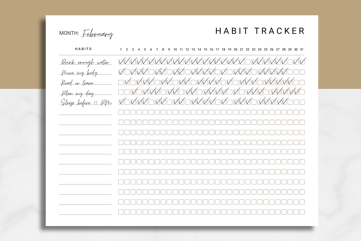 Monthly Habit Tracker Printable, a Stationery Template by AntDesignStudio (Photo 4 of 8)