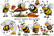Quirky Funny Bee Clipart, an Illustration by OK Design (Thumbnail 2 of 6)