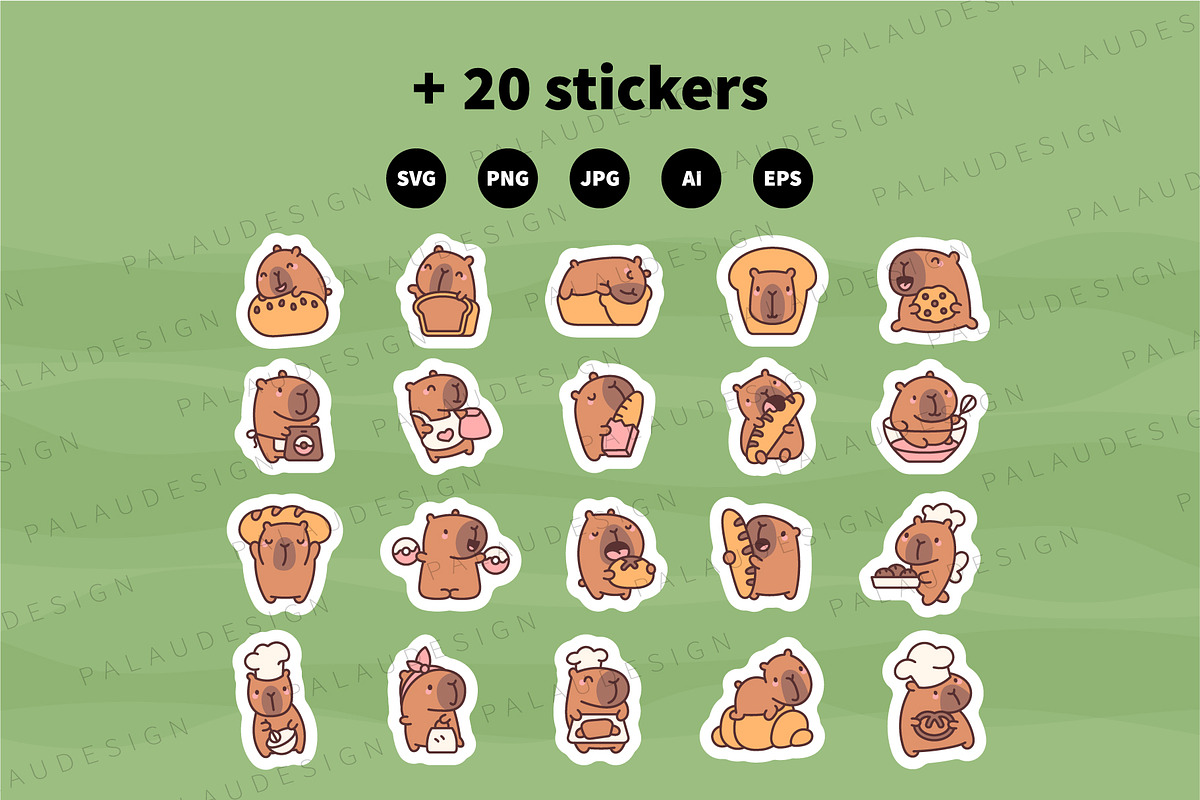 Capybara Baking Clipart Set, an Animal Illustration by Palau (Photo 10 of 10)