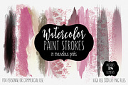 Mauvelous Pink Watercolor Strokes, a Texture Illustration by ClipartBrat Graphics (Thumbnail 1 of 2)
