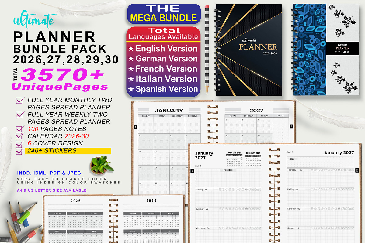 Ultimate Planner Bundle Pack 2026-30, a Stationery Template by ROJI CREATOR (Photo 1 of 12)