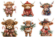 Christmas Highland Cow Clipart, an Illustration by SinaCreation (Thumbnail 5 of 7)