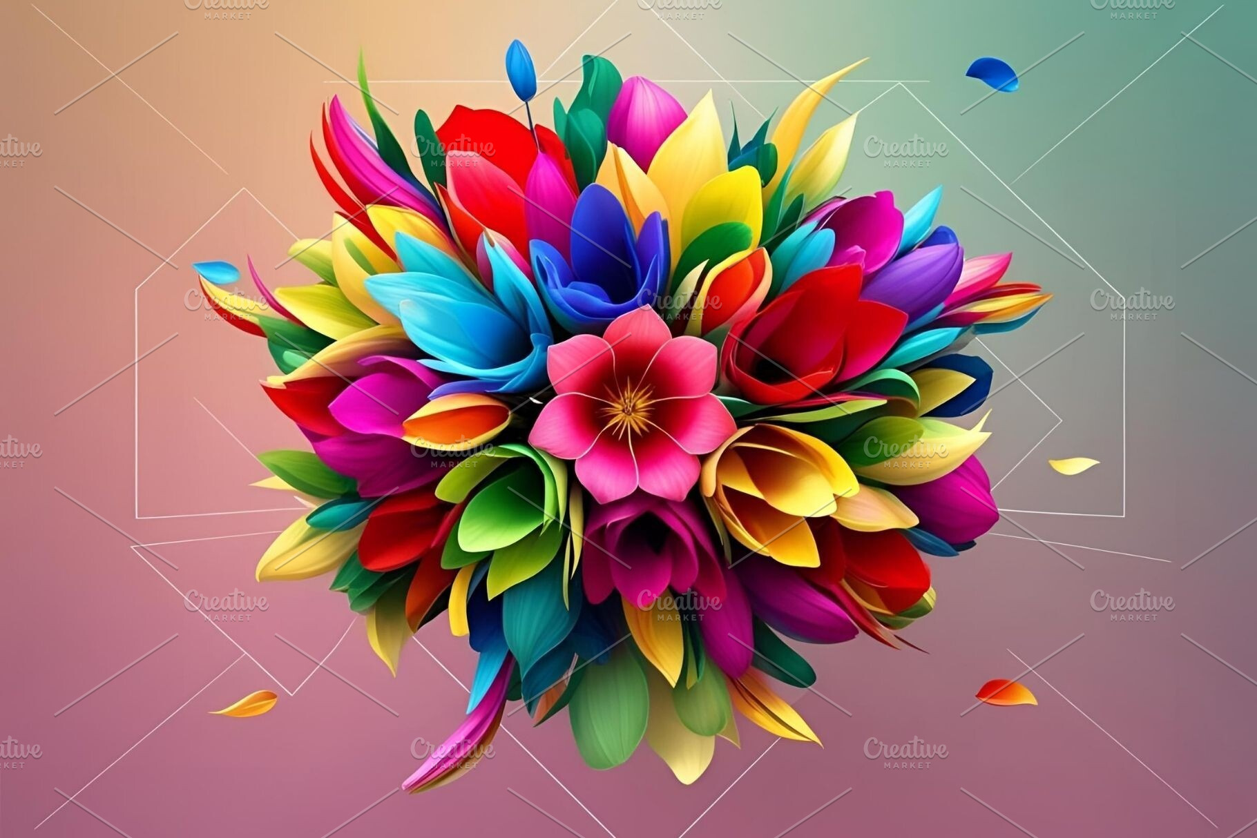 flower bouquet Abstract watercolor, an Abstract Photo by ComfortQ