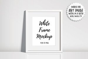 White Frame Mockup - PSD AI PNG JPEG