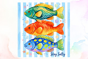 Colorful Fish Stay Salty Summer PNG, a Work Illustration by Sublimation Artist (Thumbnail 1 of 9)
