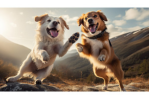 tricks dogs high fiving ai generated, a Technology Photo by pikepicture