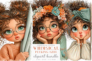 whimsical peeking girl clipart, a Transportation Illustration by SinaCreation (Thumbnail 1 of 6)