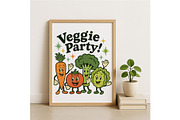 Veggie Party Wall Art Cute Retro, a Background Graphic by LaseredNinja (Thumbnail 2 of 7)