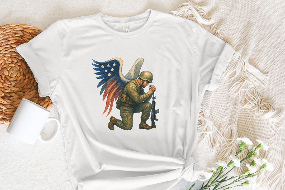 American Soldier Angel Man Praying,, an Illustration by SharpMarketplace (Photo 7 of 9)