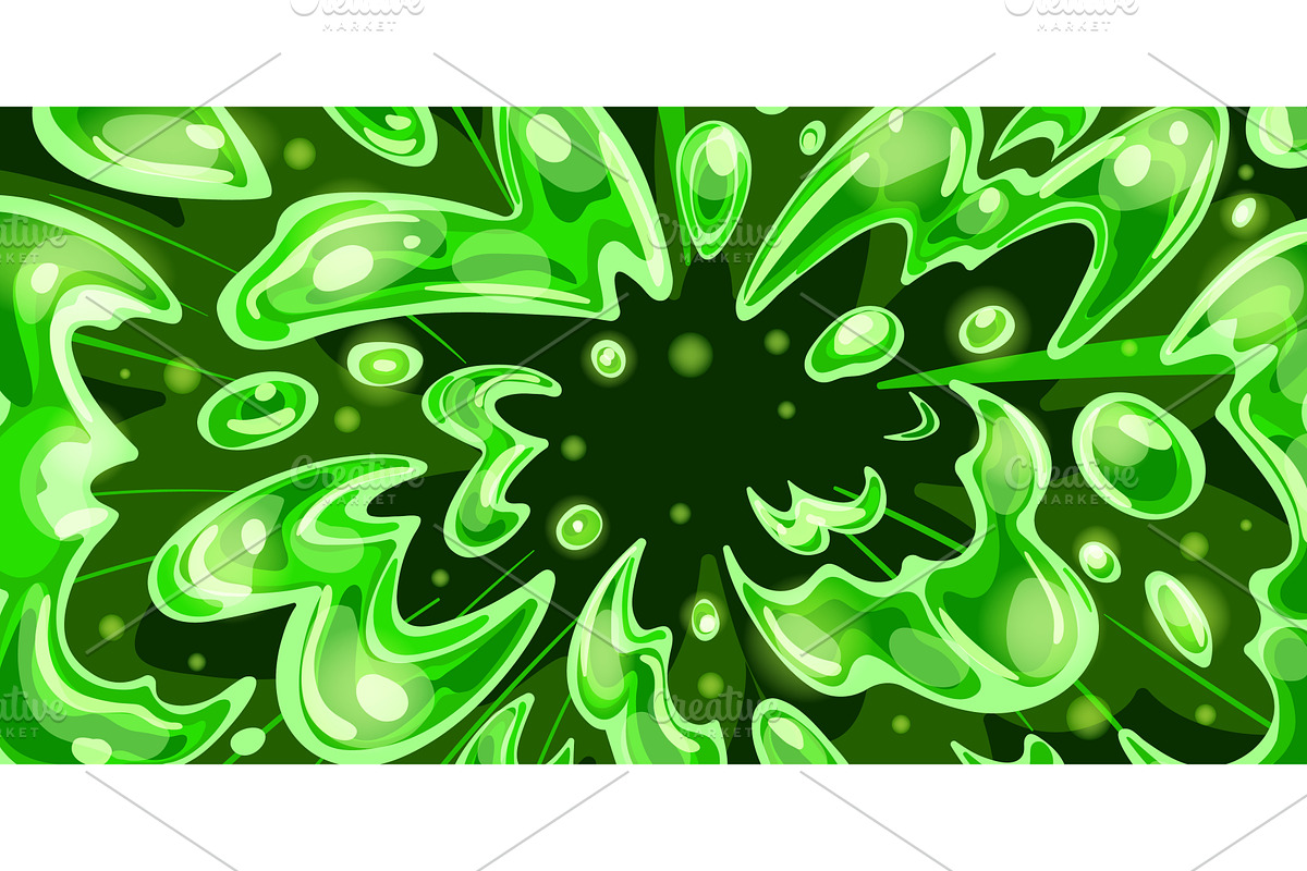 Green liquid explosion. Slime water, an Illustration by Stock-Smart-Start