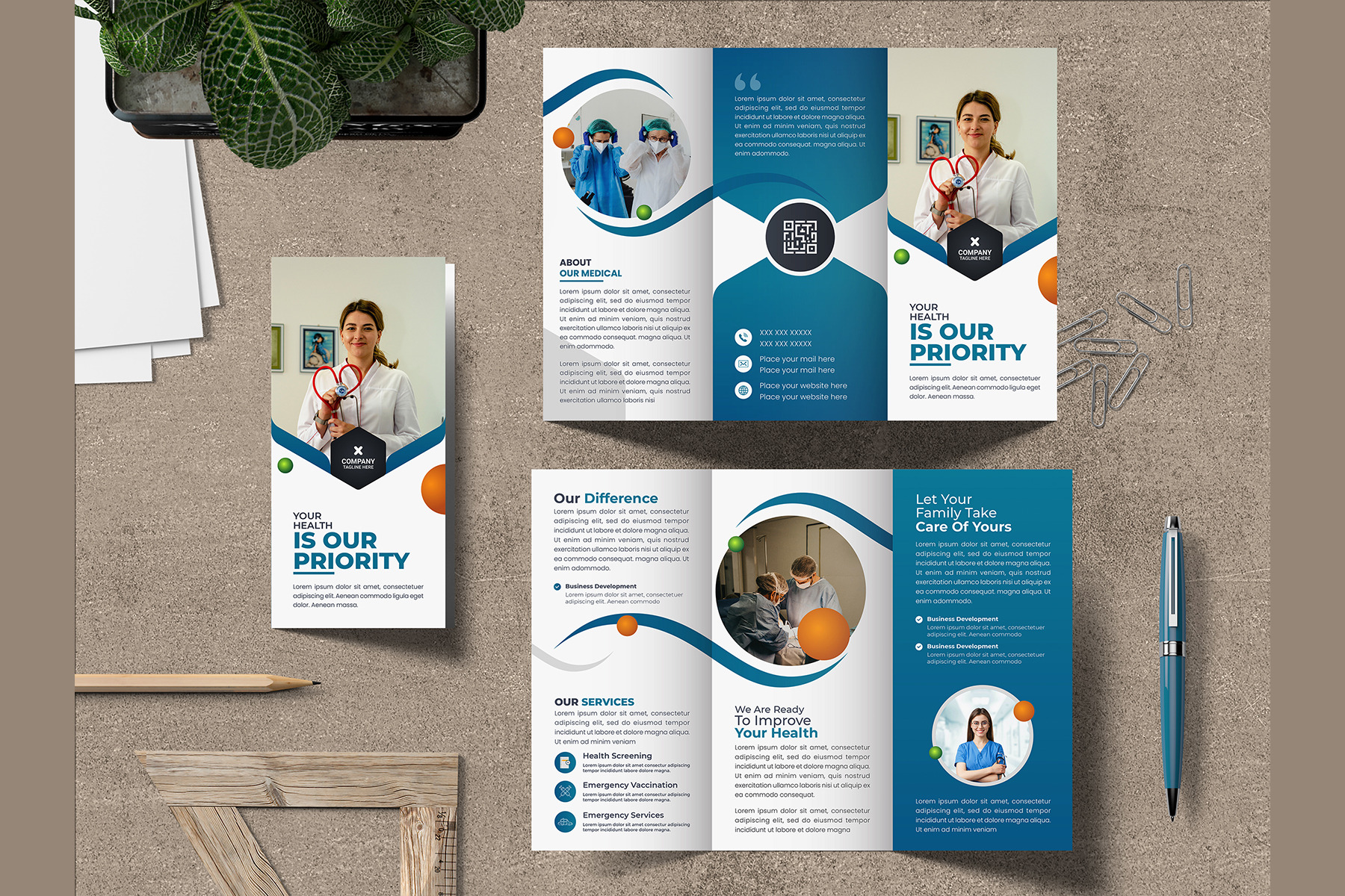 Business trifold brochure template | Creative Market