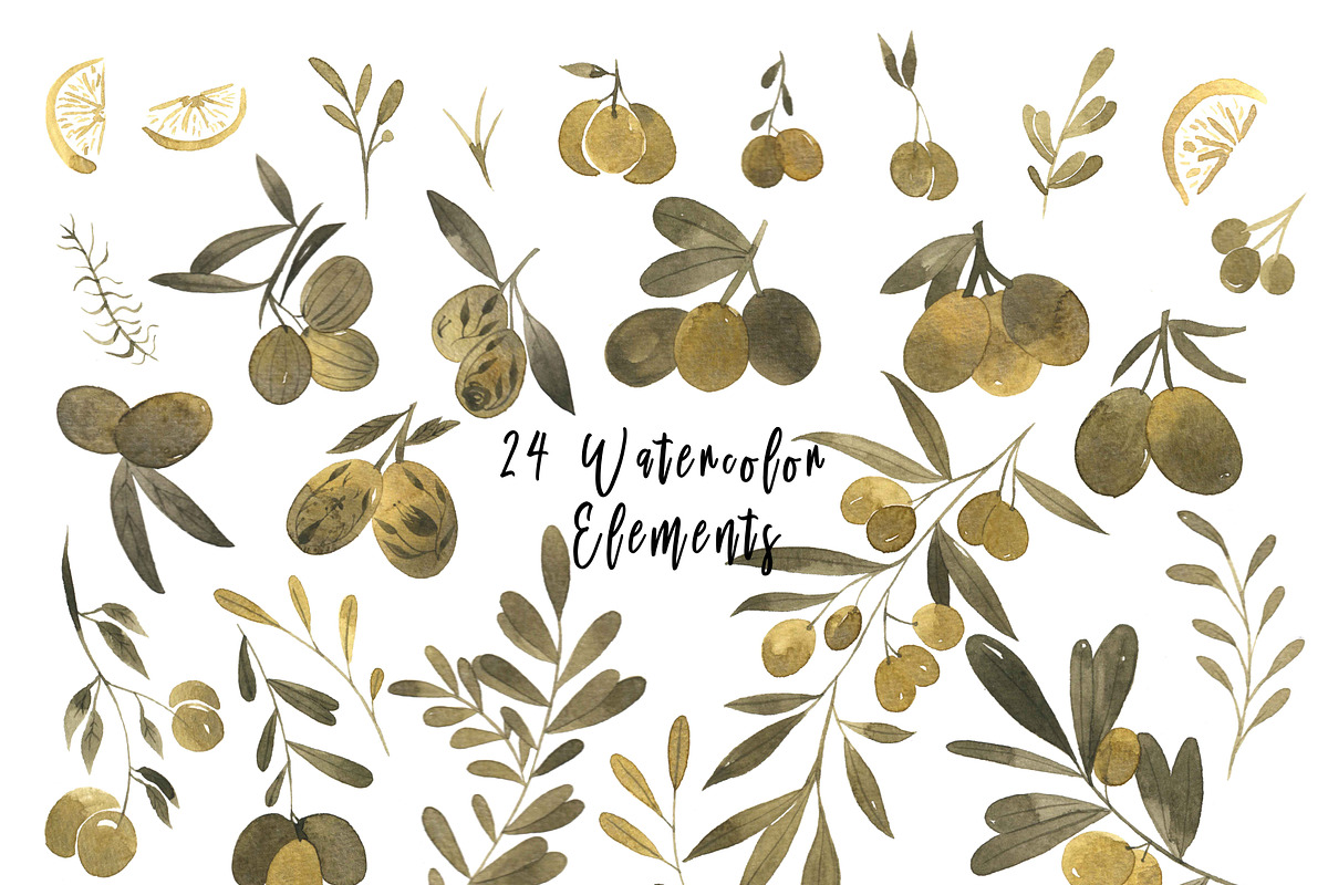 Watercolor Persian Olives, an Object Graphic by Zahra Makes (Photo 2 of 3)