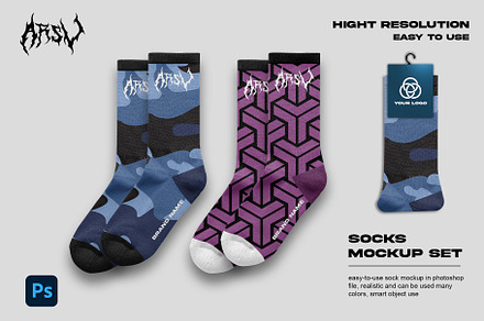 Sock mockup set realistic