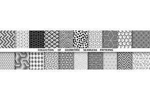 Geometric set of seamless black and, a Texture Illustration by RODINA