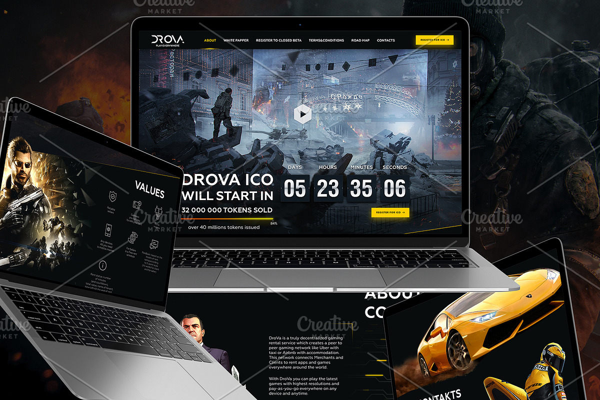 Game landing page for ICO template, a Landing Page Template by store for you
