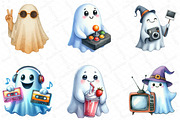 Funny Retro Halloween Ghost Clipart, an Illustration by DreamPrint404 (Thumbnail 2 of 6)