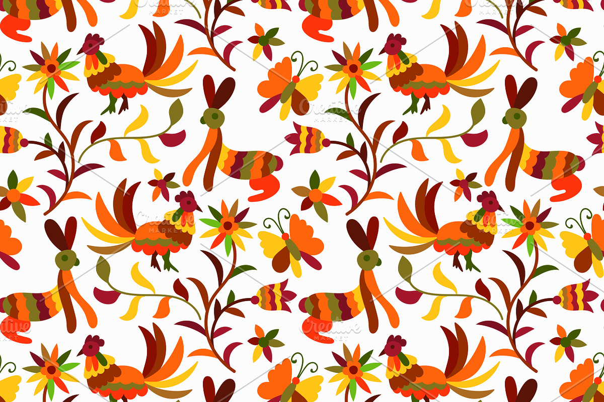 Otomi styled seamless patterns, a Pattern Graphic by alexmakarova (Photo 1 of 4)