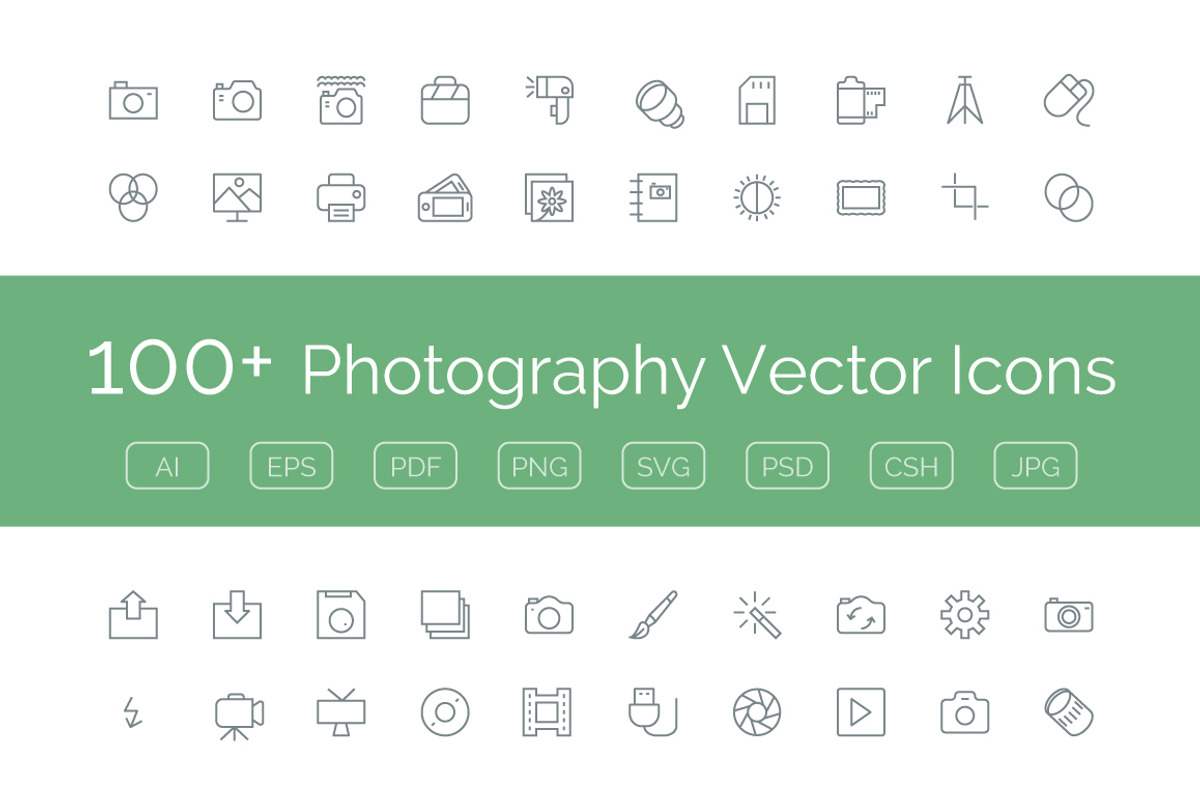 100+ Photography Vector Icons, an Icon by Creative Stall (Photo 1 of 2)