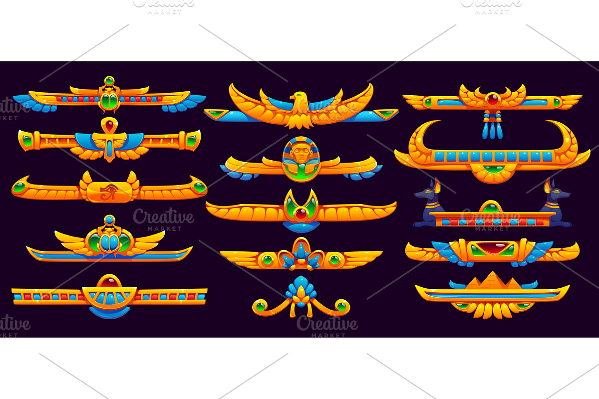 Ancient Egypt ornaments, dividers, a Decorative Illustration by Vector Tradition