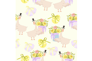 Seamless Pattern with Easter Goose, an Illustration by Maria Starus